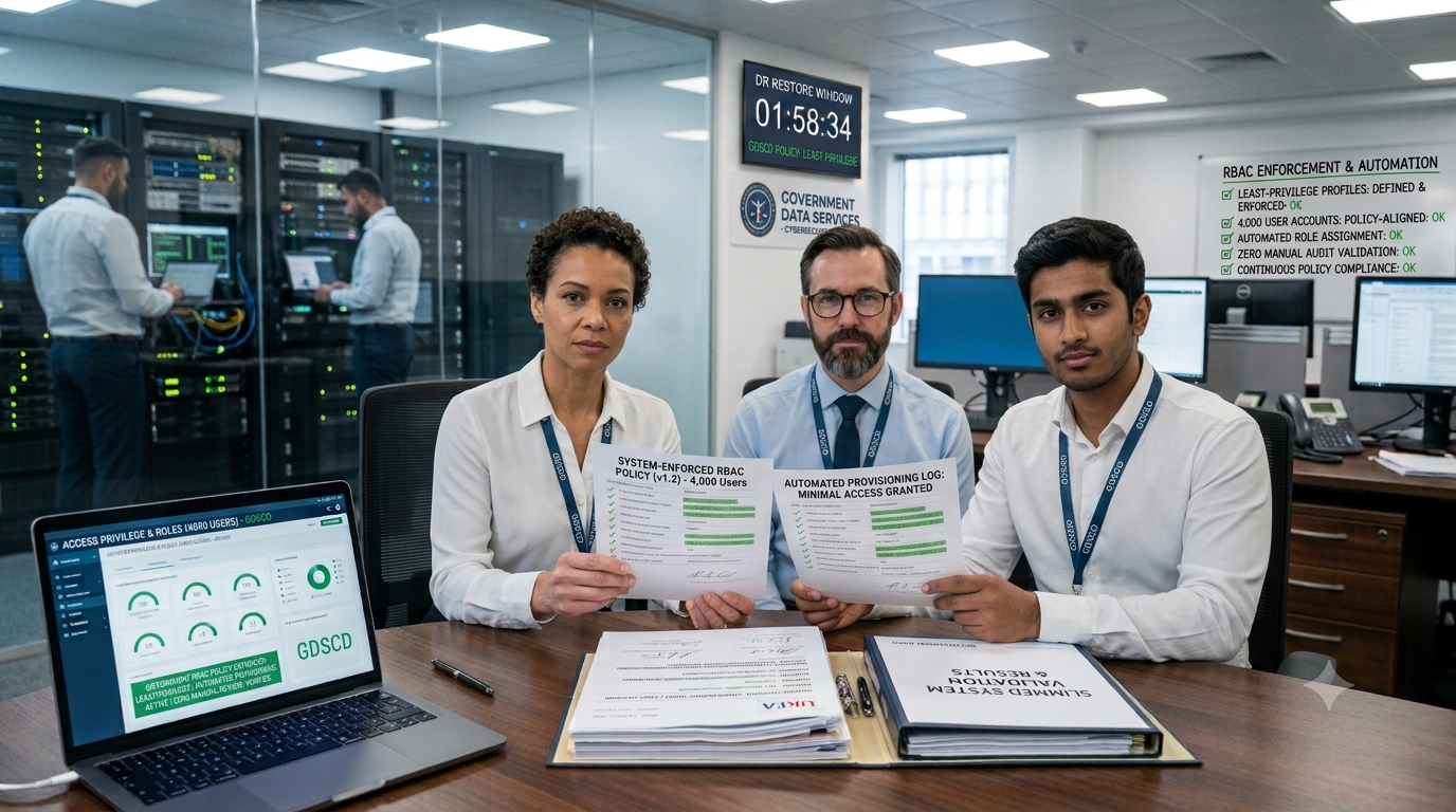 Government department enforces least-privilege RBAC across 4,000 users with zero manual review